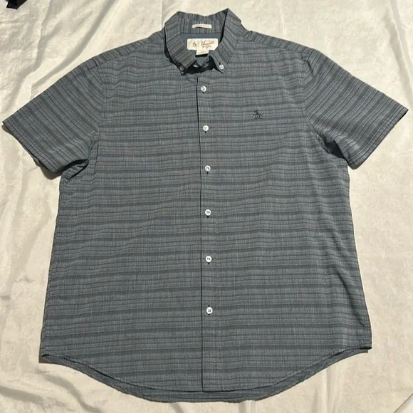 penguin heritage slim fit dress shirt Original Penguin Men's Heritage Stripe Golf Polo in Caviar/Black, Size Large